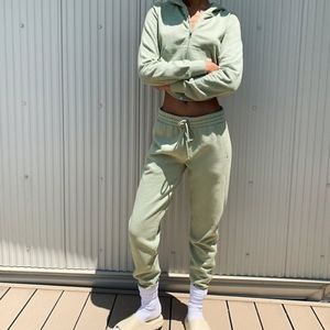 Aritzia TNA cozy af boyfriend sweatpants Stormy Dusky Green